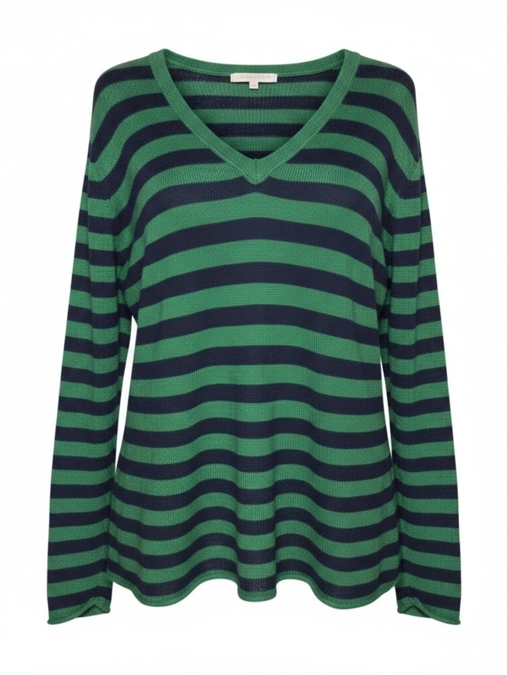 Bitten by Sarah Jessica Parker Green & Navy Blue Striped V-Neck Sweater Size XL